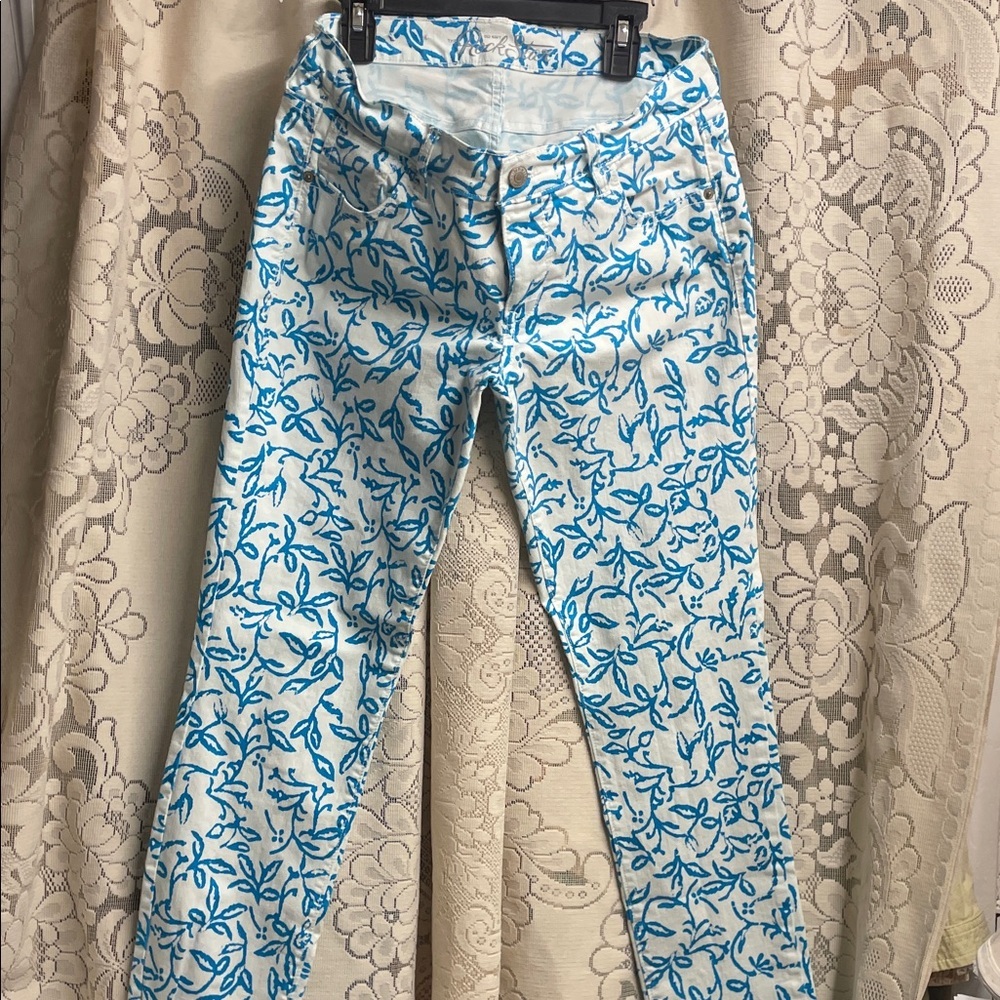 Old Navy Rock Star Blue and White Floral Pants